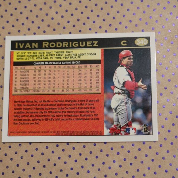 Ivan Rodriguez #340 Baseball Card - Picture 2 of 2